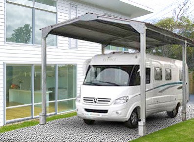 Carport camping-car en métal avec couverture double pente